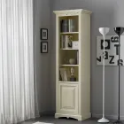 Librería con 4 compartimentos y 1 puerta de madera Made in Italy - Lofn Viadurini