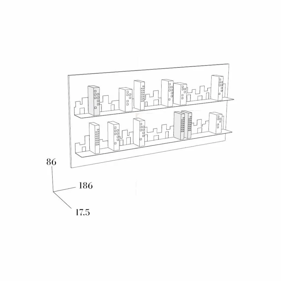 Biblioteca en Hang Skyline 186x86 Mabele Viadurini