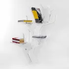 Estantería de pared blanca de diseño moderno Carol, hecha en Italia. Viadurini