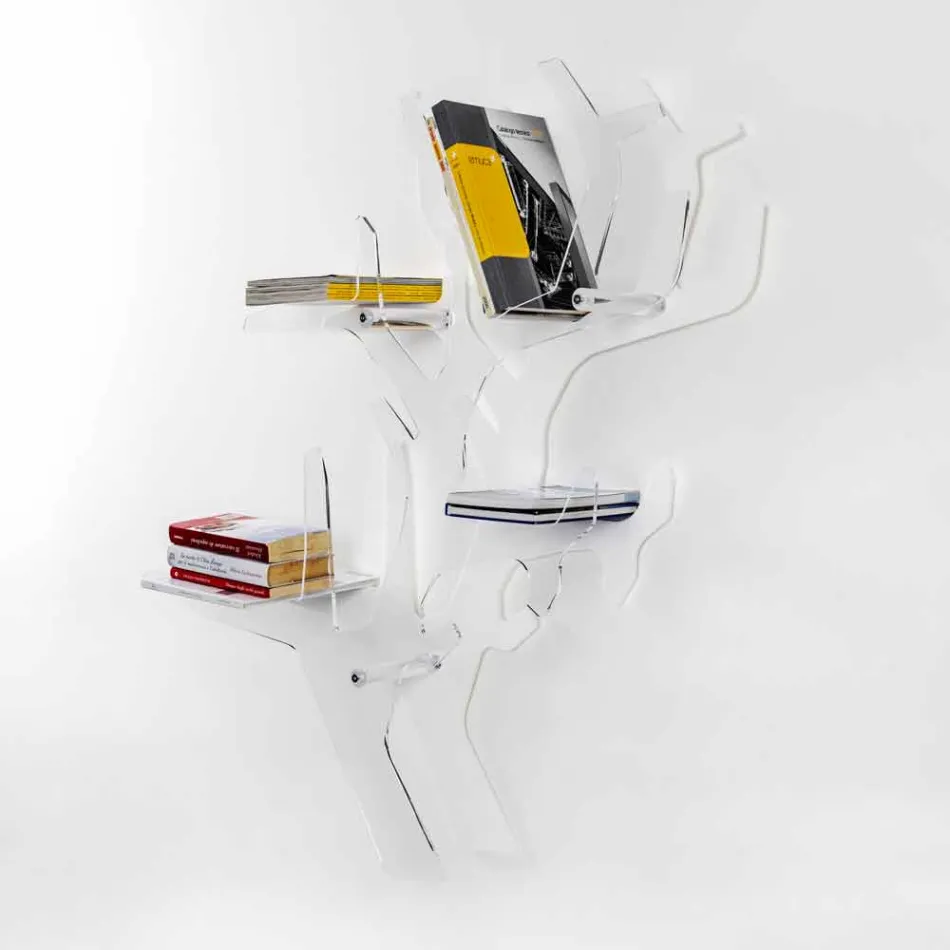 Estantería de pared blanca de diseño moderno Carol, hecha en Italia. Viadurini