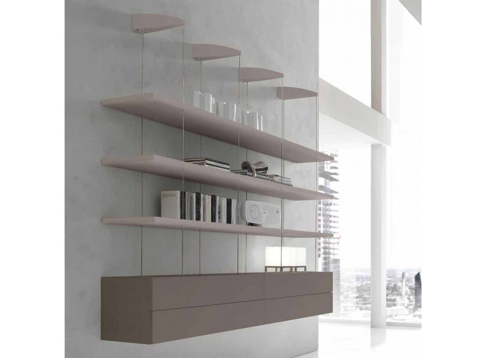 Librería de pared moderna con estructura en MDF lacado Made in Italy - Limpido Viadurini