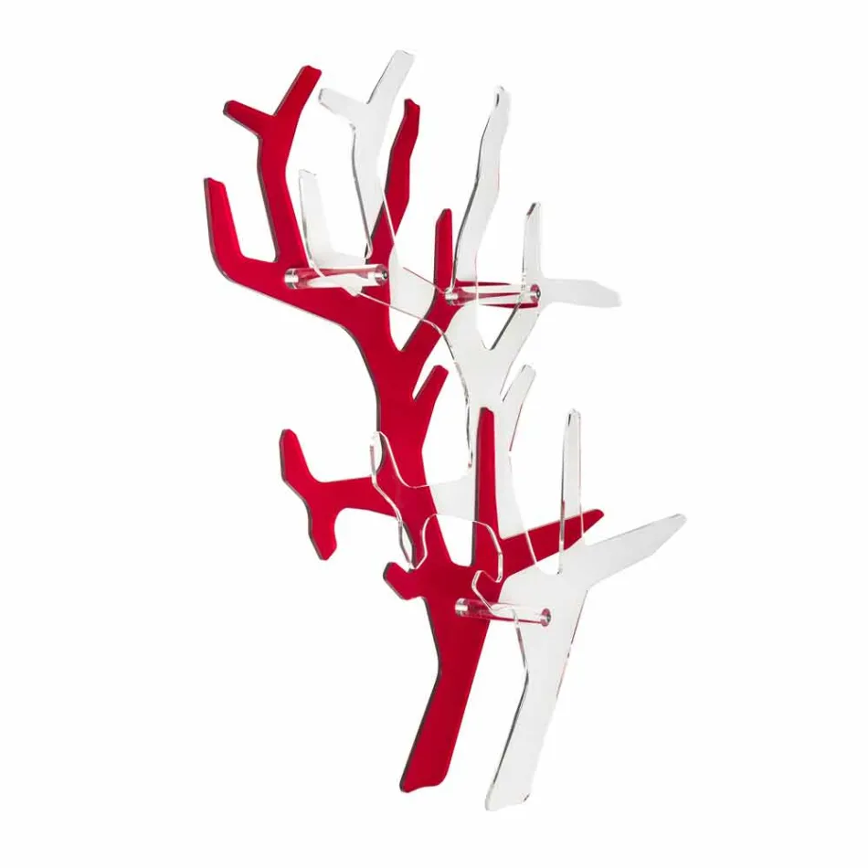 Estantería de pared roja de diseño moderno Carol, fabricada en Italia. Viadurini