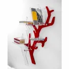 Estantería de pared roja de diseño moderno Carol, fabricada en Italia. Viadurini