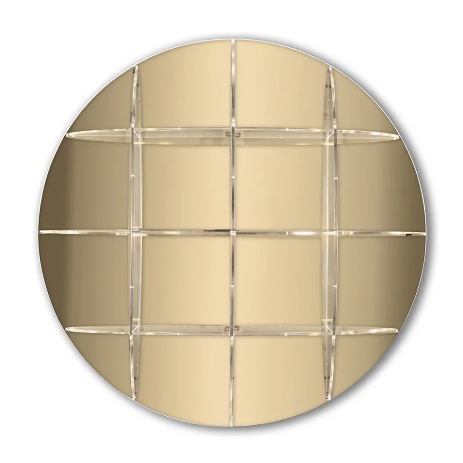 Librería de pared redonda en plexiglás dorado o plateado Made in Italy - Lizzy Viadurini