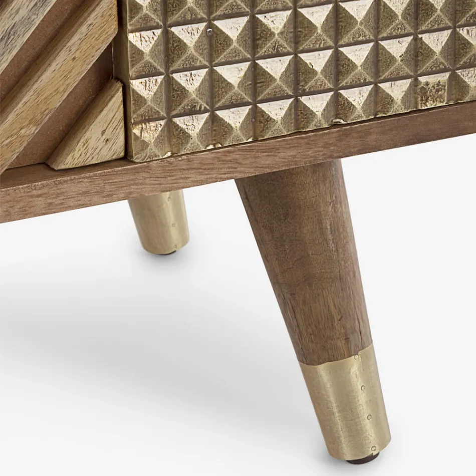 Librería para salón en madera de mango y puertas recicladas Homemotion - Auriel Viadurini