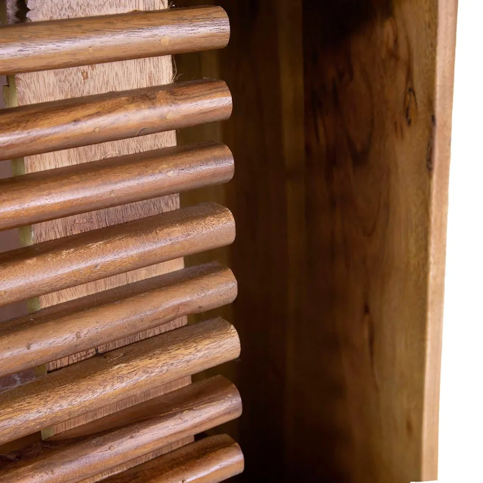 Librería de salón de madera de acacia - Vortice Viadurini