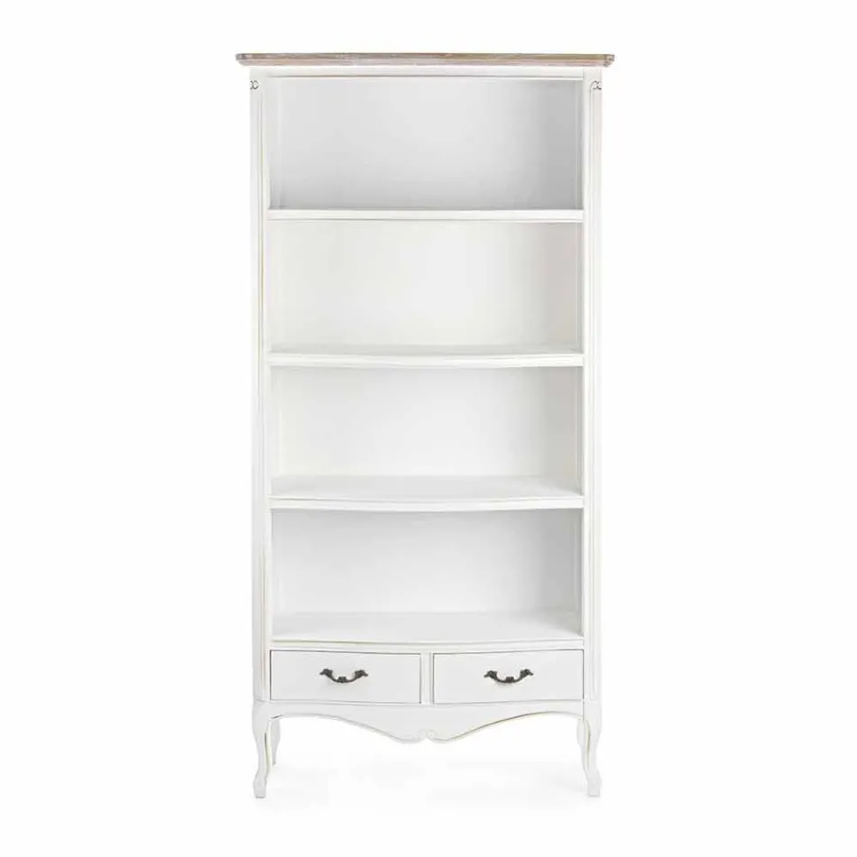 Librería clásica de suelo de madera con tiradores metálicos Homemotion - Spina Viadurini