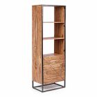 Librería de suelo con estructura en madera de acacia y acero Homemotion - Golia Viadurini