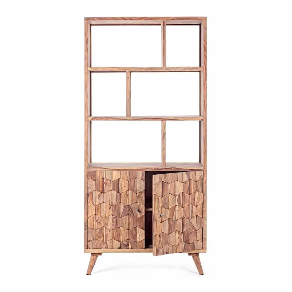 Estantería de suelo de diseño vintage en madera y acero Homemotion - Ventador Viadurini