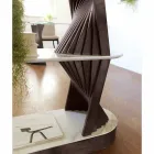 Estantería de diseño de suelo de madera con tapas de gres Made in Italy - Aspide Viadurini