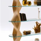 Librería de diseño con suelo de vidrio y madera de fresno Made in Italy - Aspide Viadurini