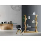 Librería de diseño con suelo de vidrio y madera de fresno Made in Italy - Aspide Viadurini
