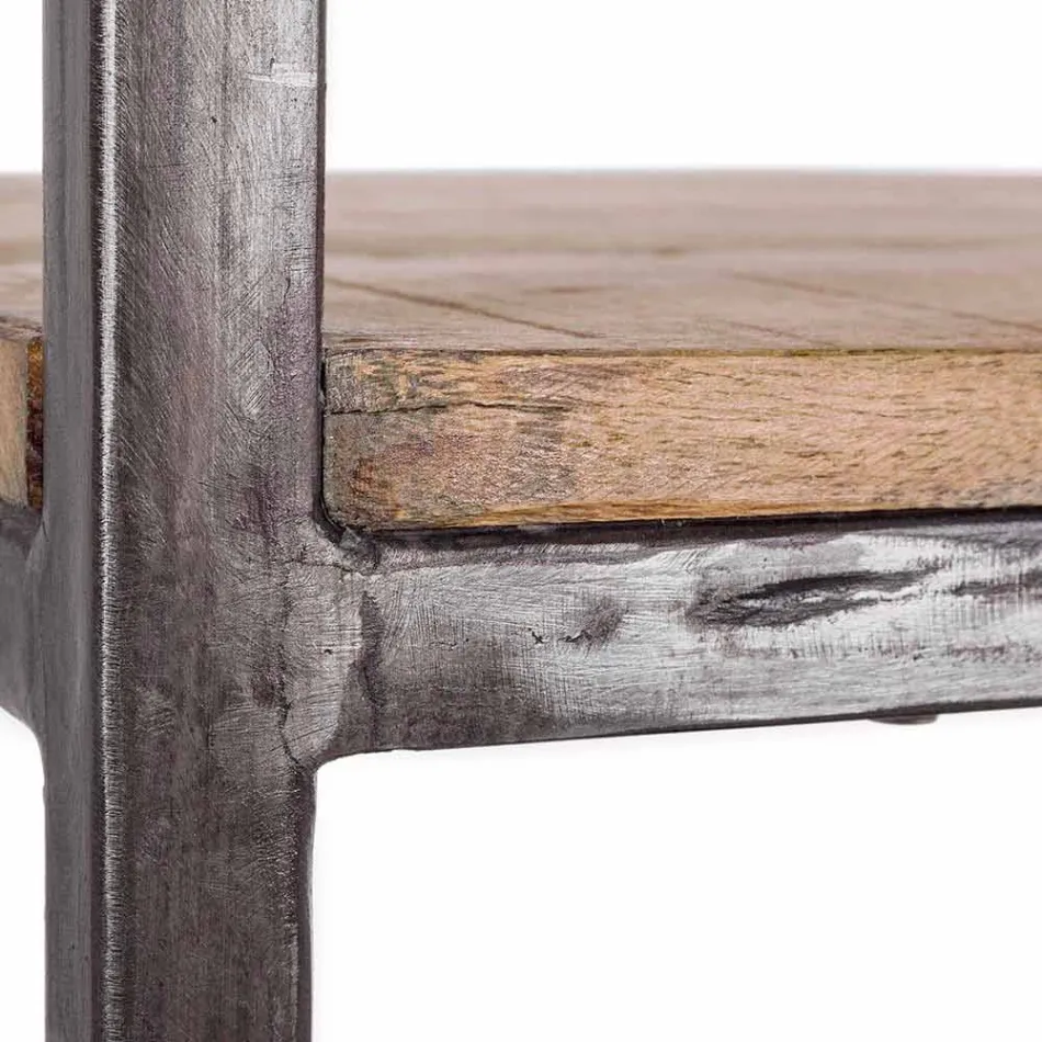 Estantería de suelo de estilo industrial en acero y madera Homemotion - Zompo Viadurini