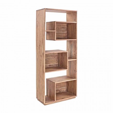 Biblioteca de suelo moderna Homemotion con estructura de madera de acacia - Genza Viadurini