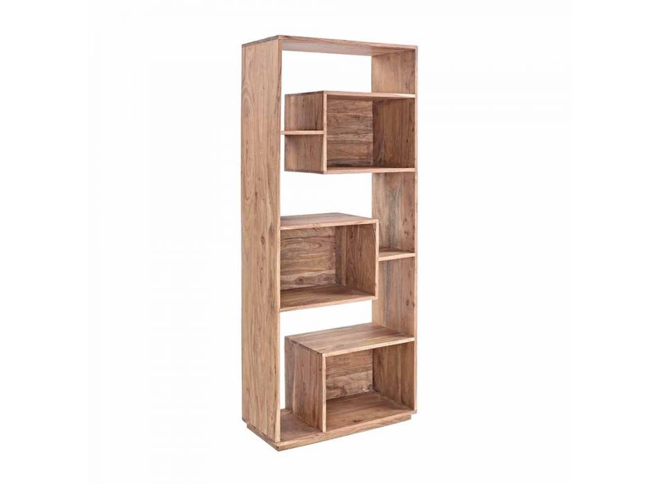 Biblioteca de suelo moderna Homemotion con estructura de madera de acacia - Genza Viadurini