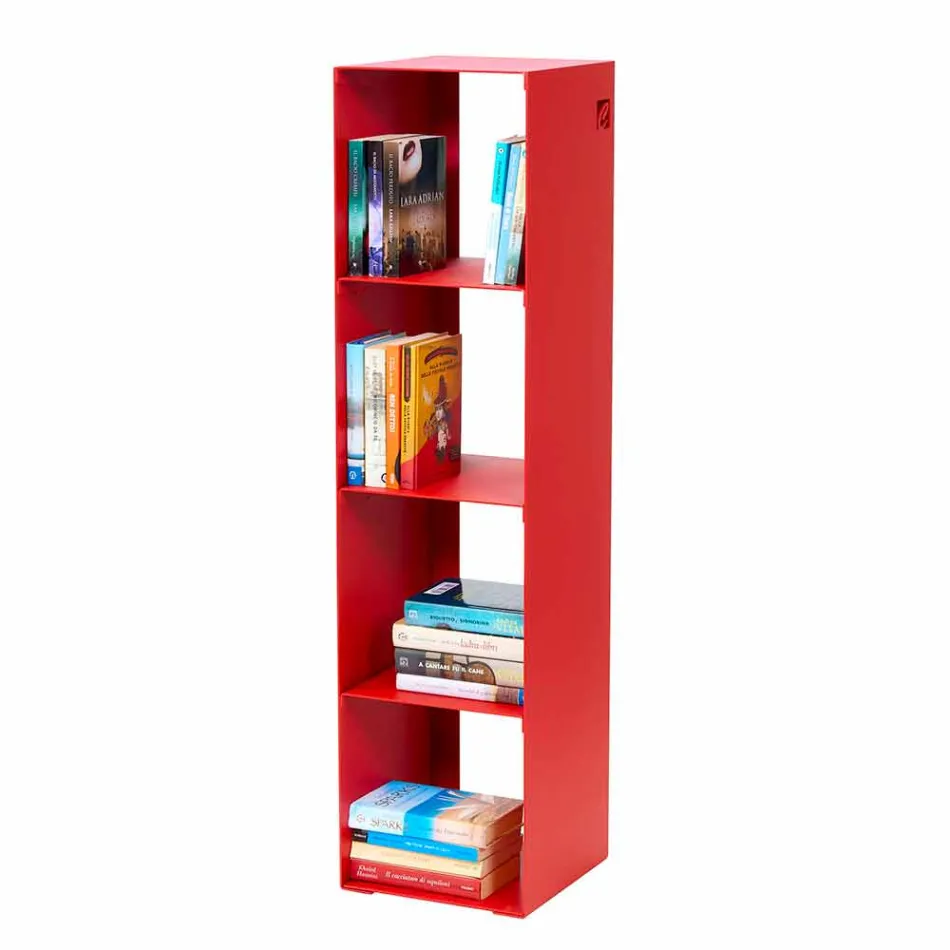 Librería moderna de piso de hierro negro, rojo, blanco o gris Made in Italy - Pls Viadurini