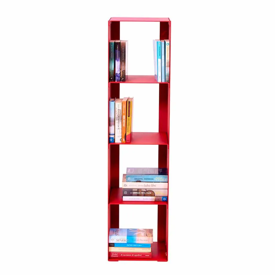 Librería moderna de piso de hierro negro, rojo, blanco o gris Made in Italy - Pls Viadurini