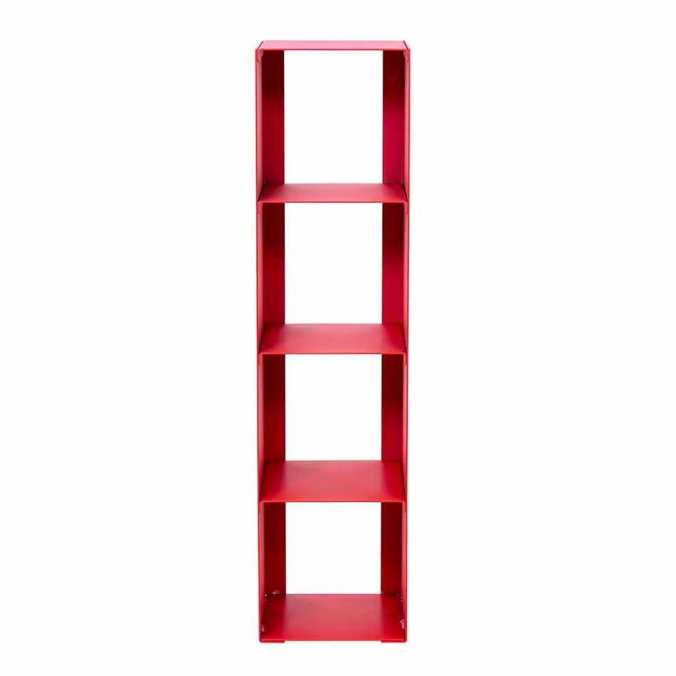Librería moderna de piso de hierro negro, rojo, blanco o gris Made in Italy - Pls Viadurini