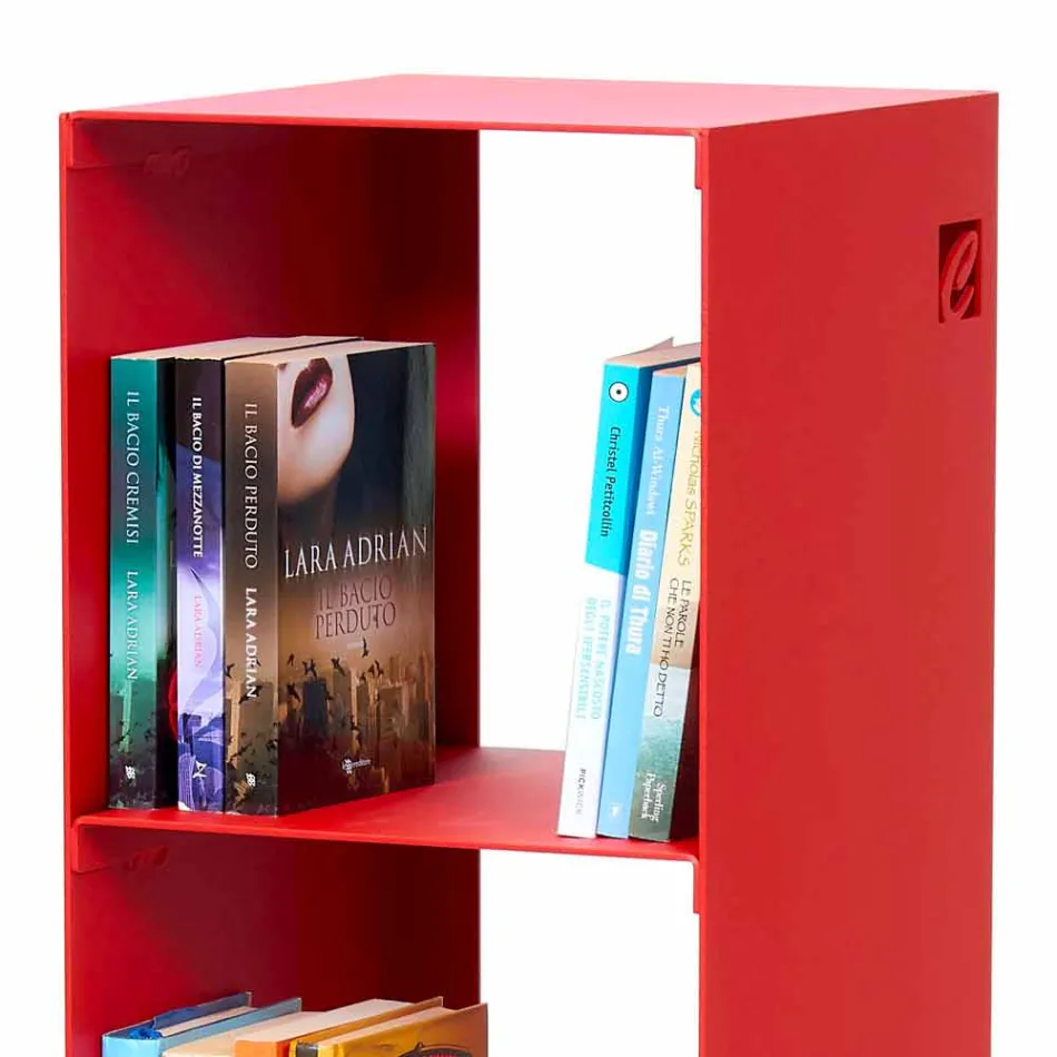 Librería moderna de piso de hierro negro, rojo, blanco o gris Made in Italy - Pls Viadurini