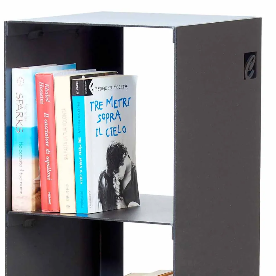 Librería moderna de piso de hierro negro, rojo, blanco o gris Made in Italy - Pls Viadurini