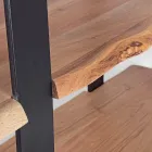 Estantería moderna con suelo de acero y estantes de madera Homemotion - Lanza Viadurini