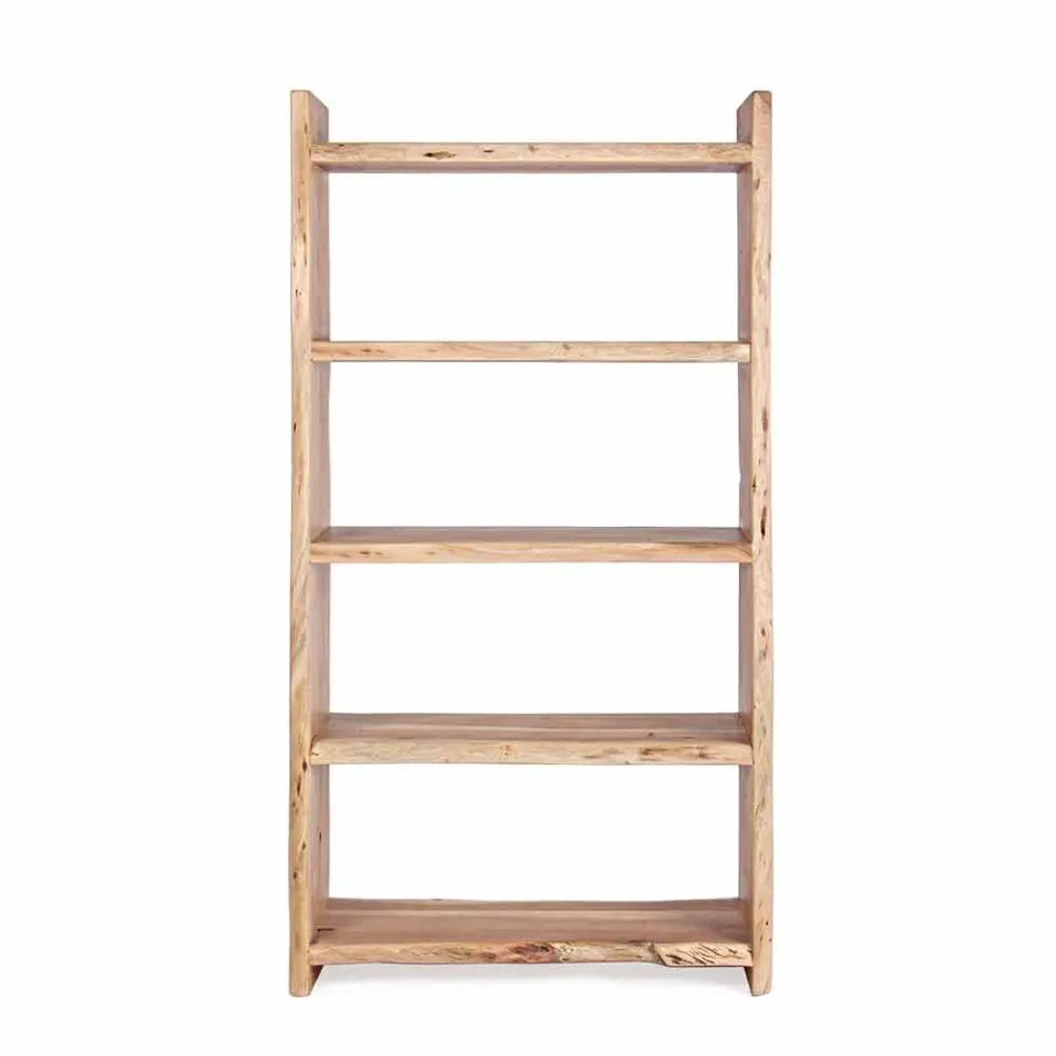 Librería de piso moderno en madera de acacia con 5 estantes Homemotion - Lauro Viadurini