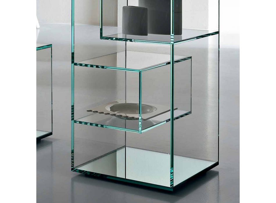 Librería de exhibición baja independiente para sala de estar en vidrio extraclaro - Linzy Viadurini