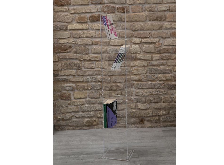 Librería de columna independiente en cristal acrílico transparente - Corrige Viadurini