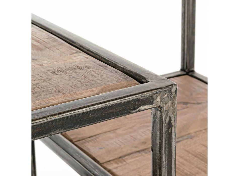 Estantería de madera y acero pintado de estilo industrial Homemotion - Zompo Viadurini