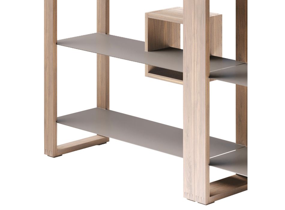 Librería en madera de nogal anudada y 6 estantes Made in Italy - Berta Viadurini