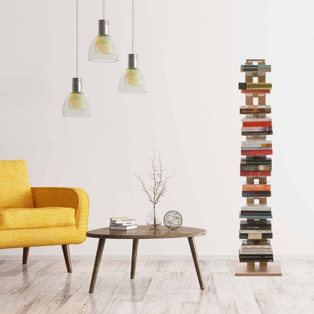 Librería de columnas moderna de madera de haya Zia Ortensia hecha en Italia Viadurini