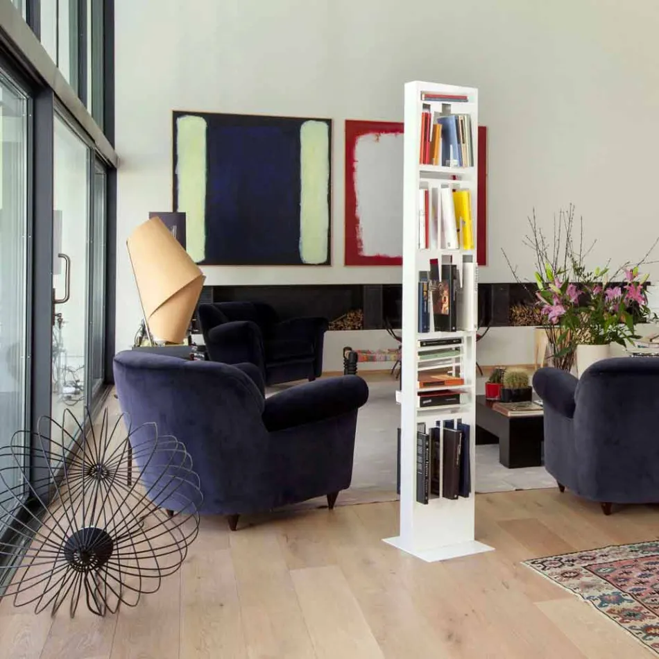 Estantería moderna de piso con estantes de metal blanco Hecho en Italia - Bolivia Viadurini