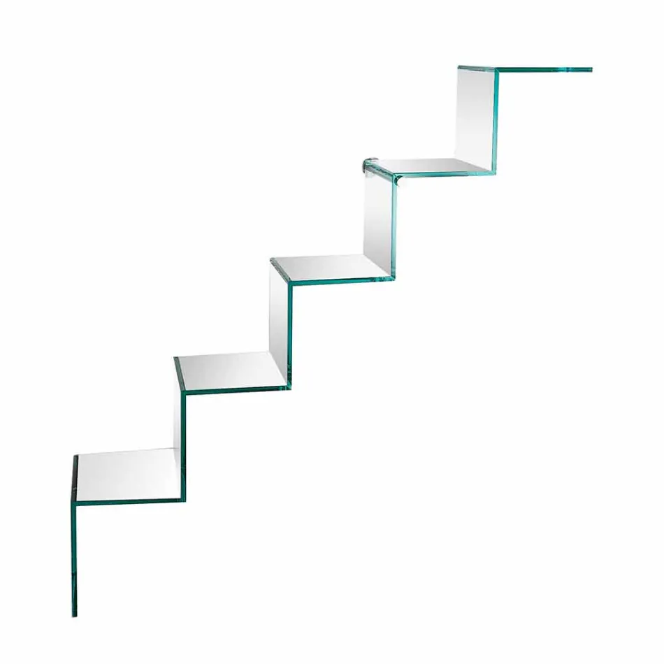 Librería para Objetos en la Pared Diseño Original en Escalera de Vidrio - Volano Viadurini