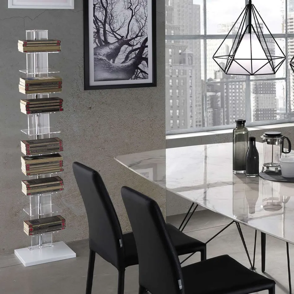 Librería de Acrílico Transparente - Cromo Viadurini