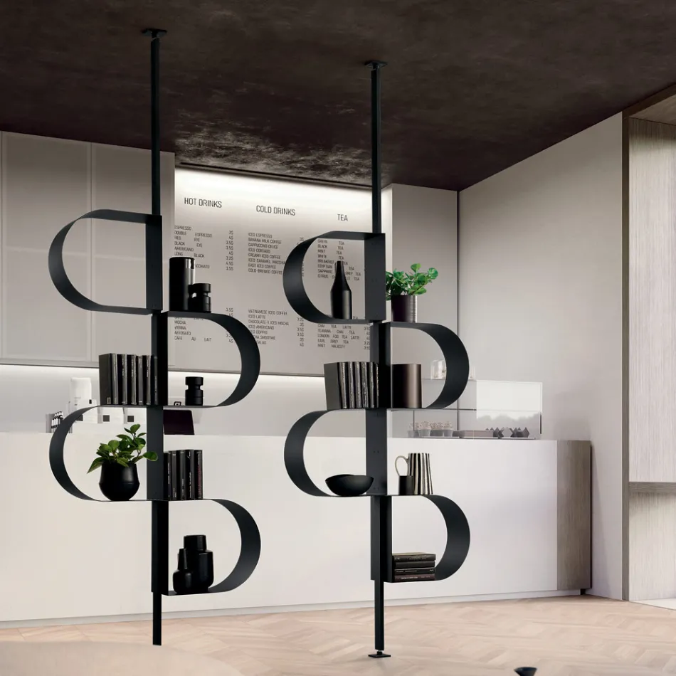 Librería vertical de metal pintado Fatima con patas ajustables Viadurini