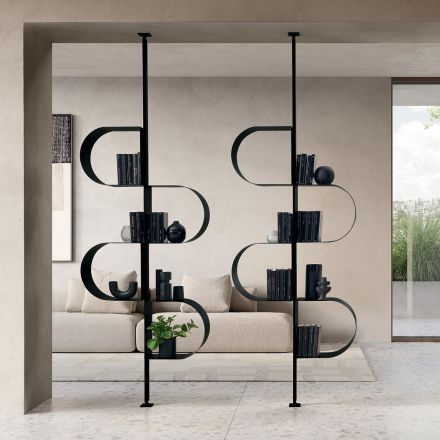 Librería vertical de metal pintado Fatima con patas ajustables Viadurini