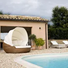 Tumbona de jardín con dosel de poliratán - Colin Viadurini