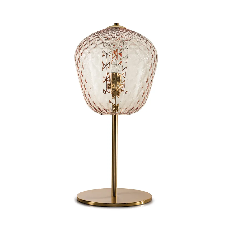 Lámpara de mesa grande de cristal veneciano, varios colores, fabricada en Italia - Elisia Viadurini