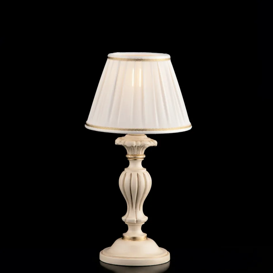 Lámpara de madera con pantalla fabricada en Italia para decoración de interiores - Milán Viadurini