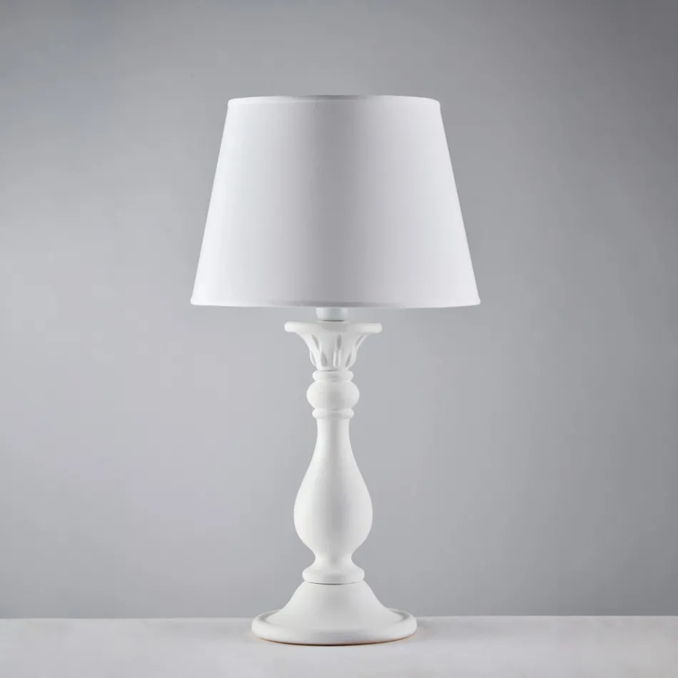 Lámpara de madera con pantalla fabricada en Italia para decoración de interiores - Siena Viadurini