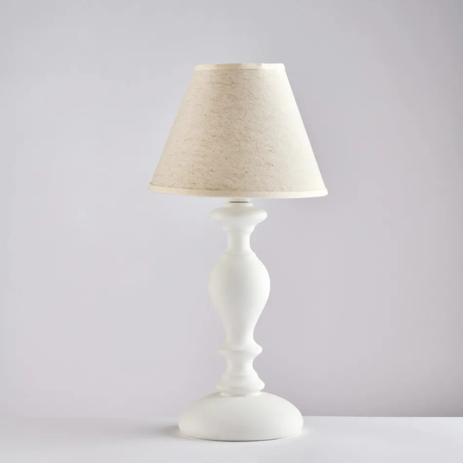 Lámpara de madera con pantalla fabricada en Italia para decoración de interiores - Toscana Viadurini