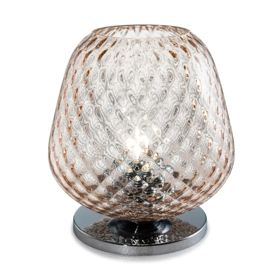 Lámpara de mesa pequeña de cristal soplado a mano, fabricada en Italia - Elisia  Viadurini