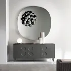 Aparador de tres puertas en melamina y MDF con base metálica, fabricado en Italia - Rialto Viadurini