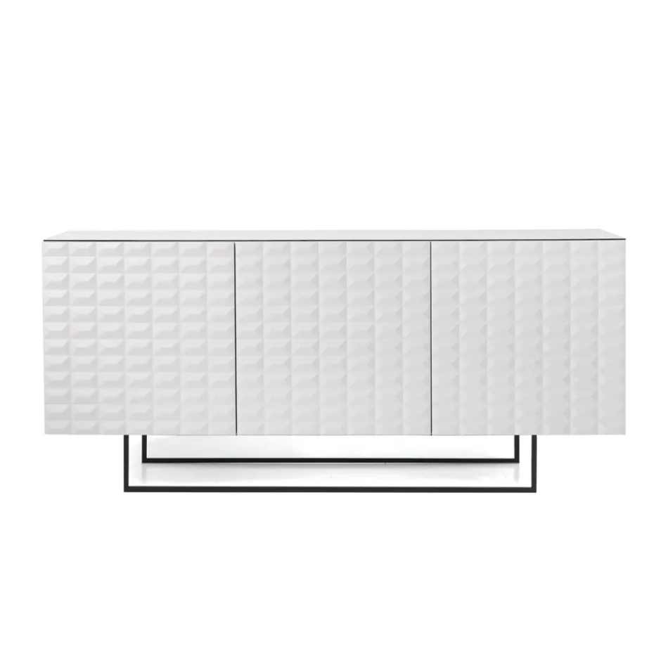 Aparador con 3 puertas de MDF revestido en PVC lacado. Fabricado en Italia - Dorotea Viadurini