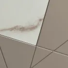 Aparador con 4 puertas de MDF lacado con inserciones de cristal efecto mármol y pantógrafo - Danila Viadurini