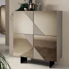 Aparador con 4 puertas de MDF lacado revestidas de cristal de espejo - Diletta Viadurini