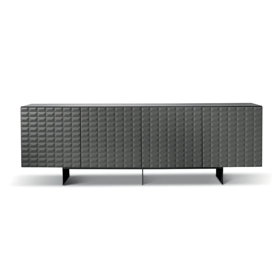 Aparador con 4 puertas de MDF revestido en PVC lacado. Fabricado en Italia - Dorotea Viadurini