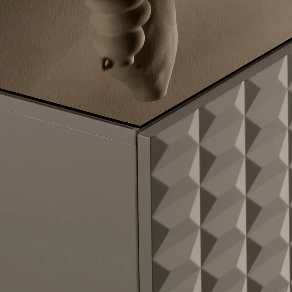 Aparador con 4 puertas de MDF revestido de PVC lacado. Fabricado en Italia - Dorotea Viadurini