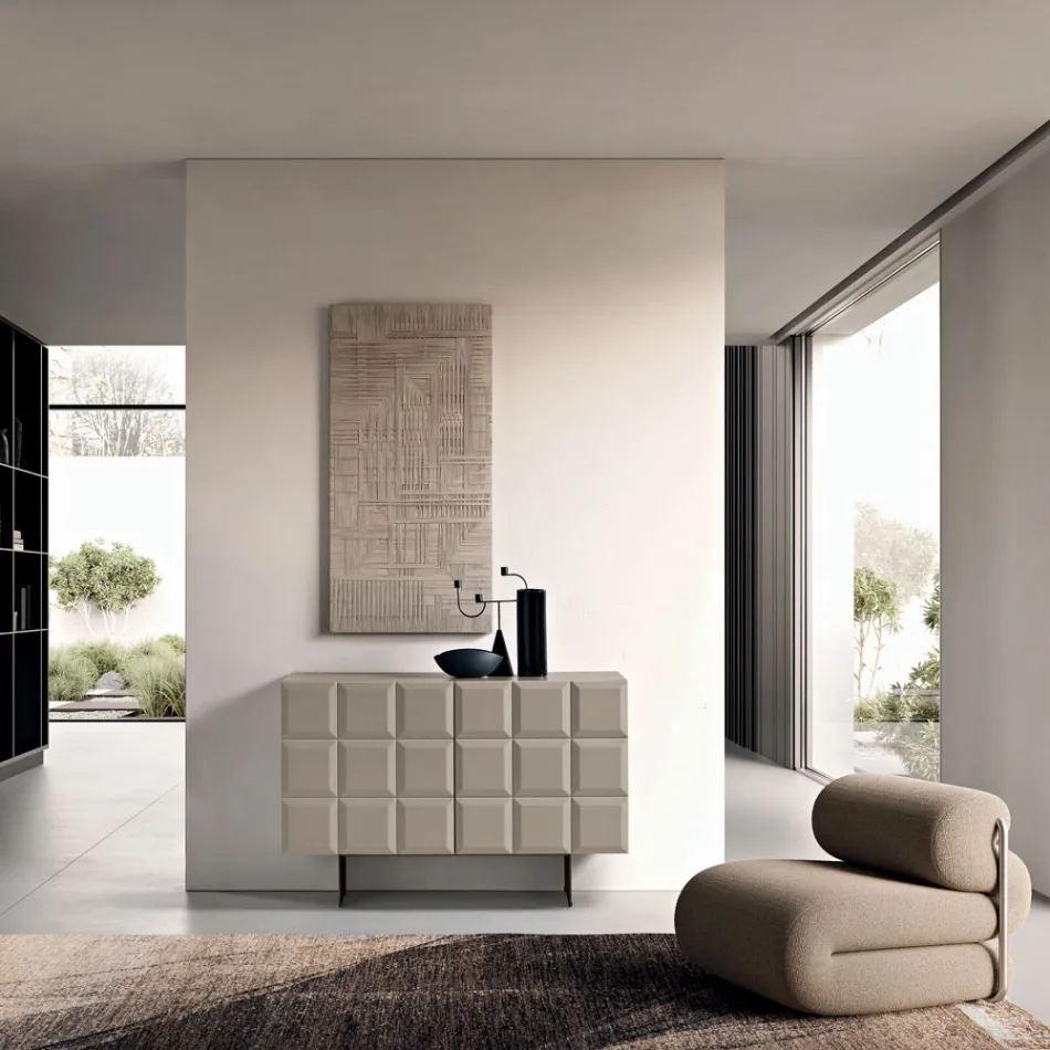 Aparador interior con 2 puertas a cuadros, fabricado en Italia - Elisabetta Viadurini