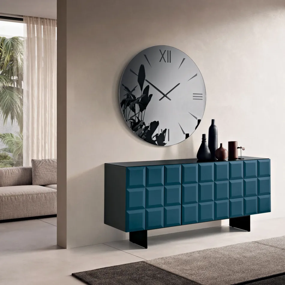 Aparador de interior con 3 puertas a cuadros, fabricado en Italia - Elisabetta Viadurini